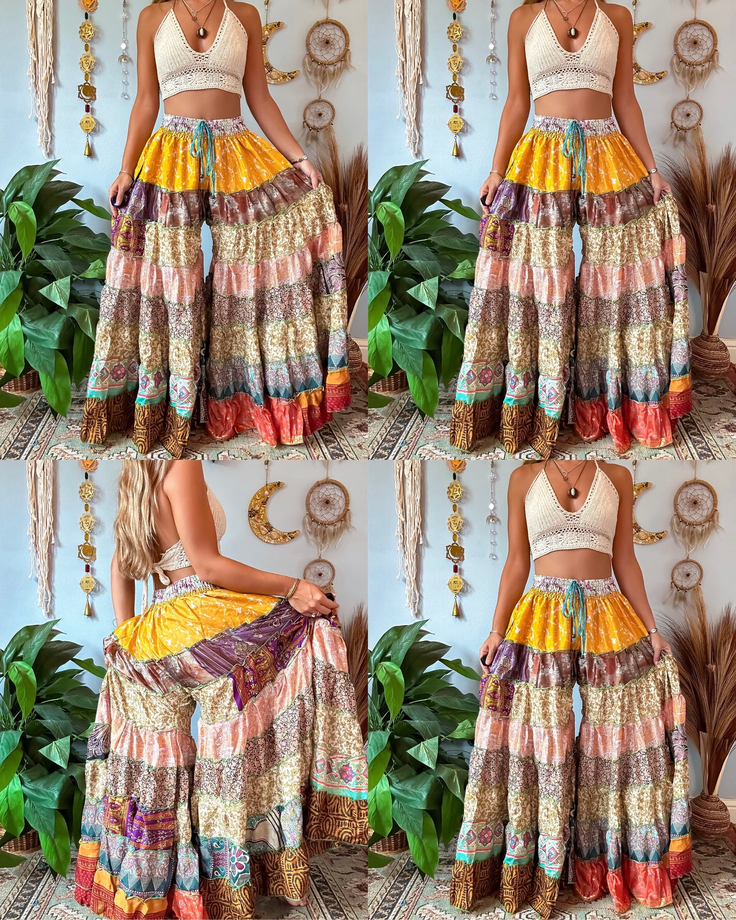 PATCHWORK TIERED PANTS