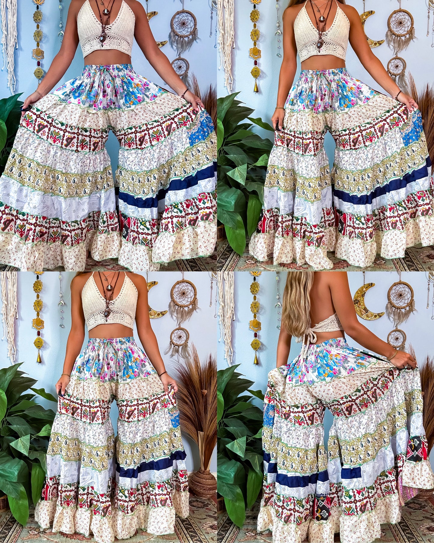 PATCHWORK TIERED PANTS
