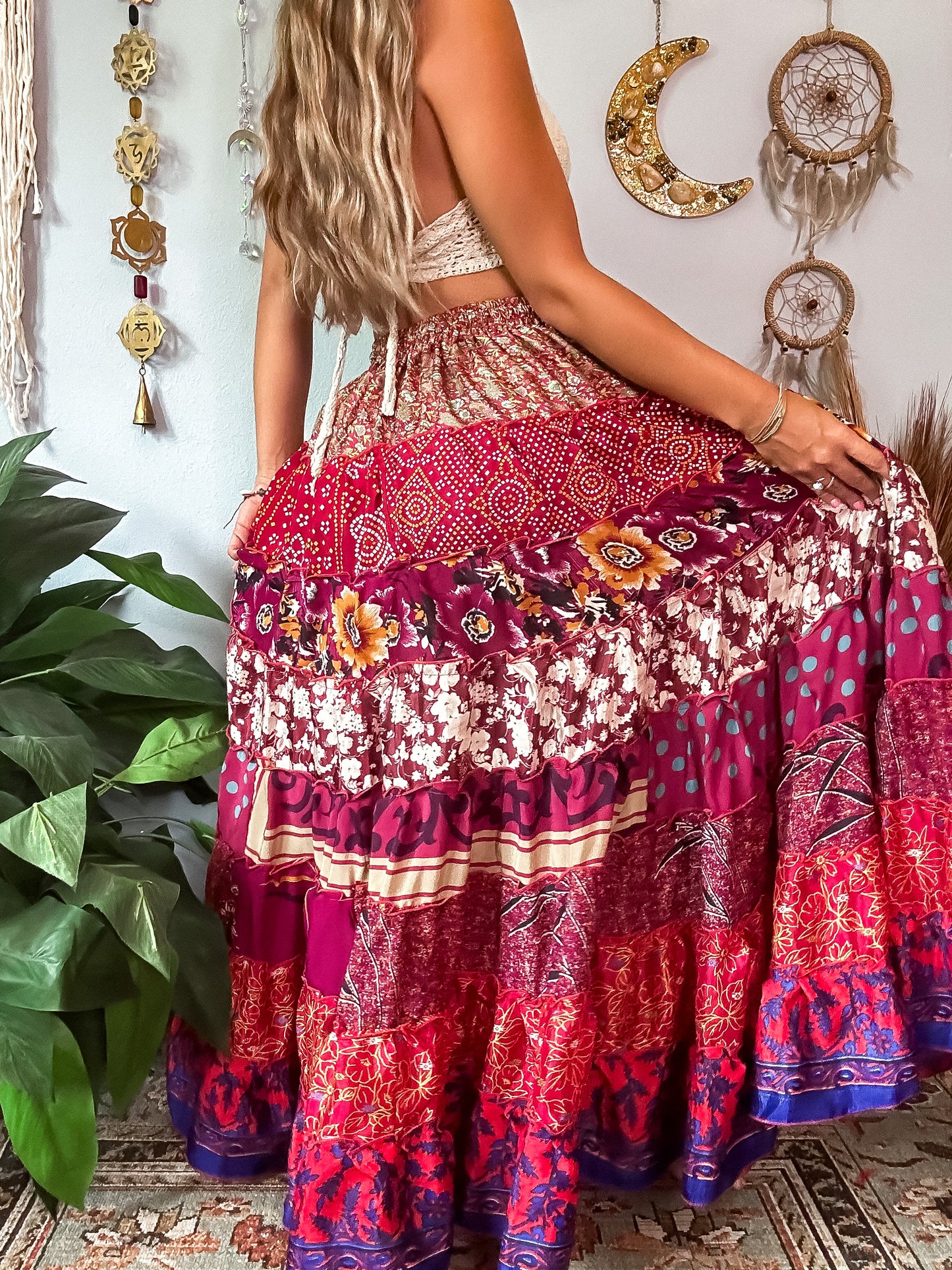 PATCHWORK TIERED SKIRT