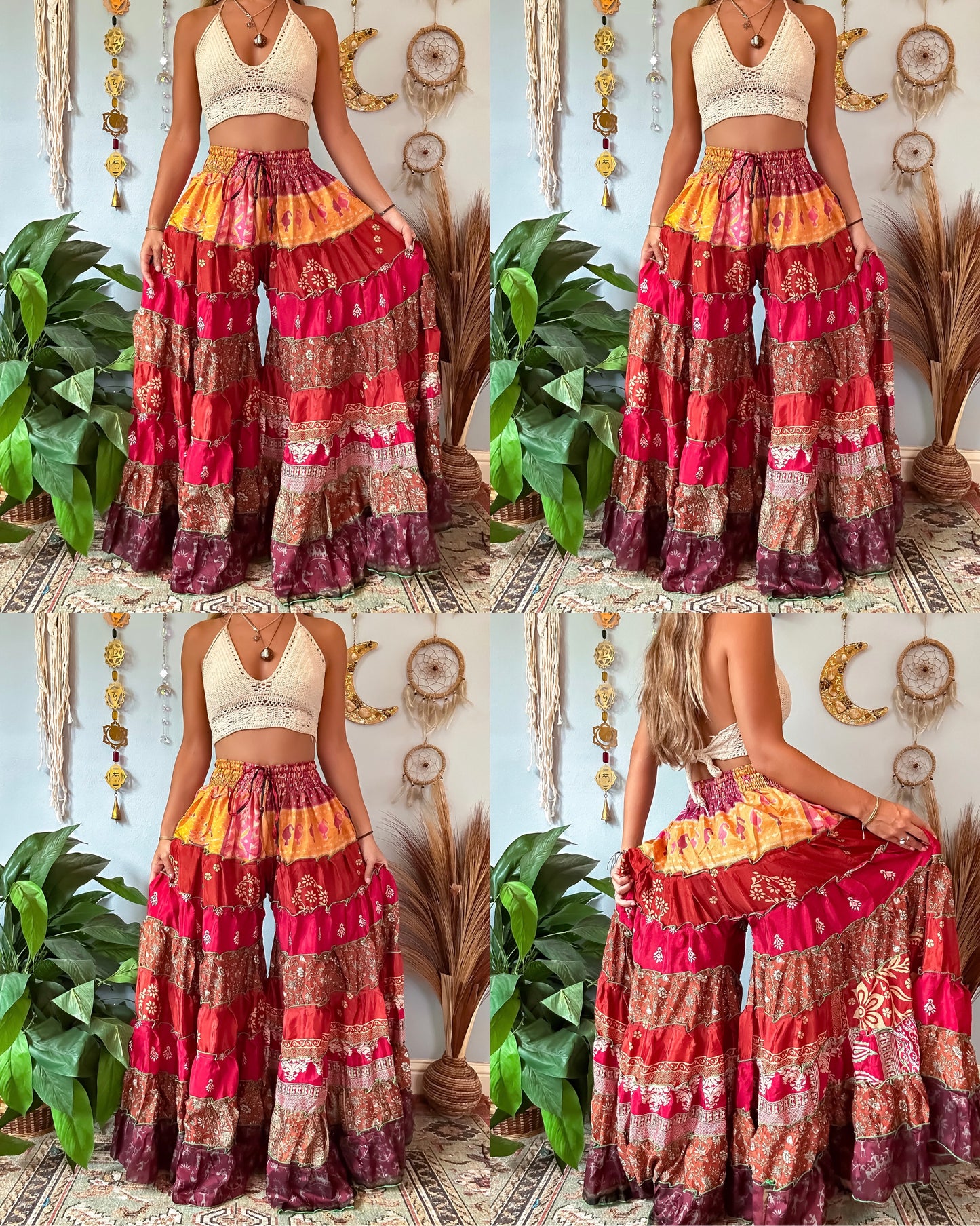 PATCHWORK TIERED PANTS