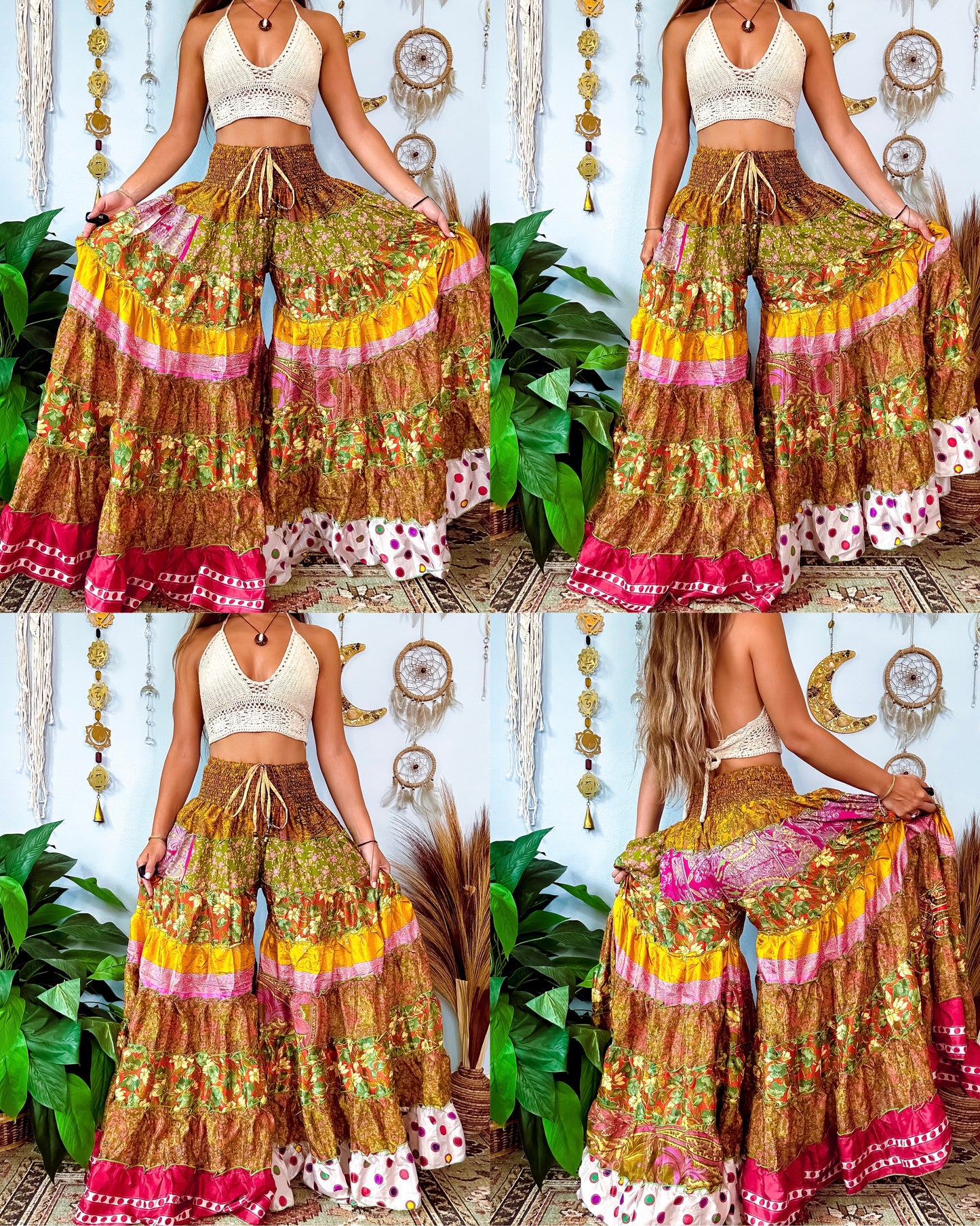 PATCHWORK TIERED PANTS