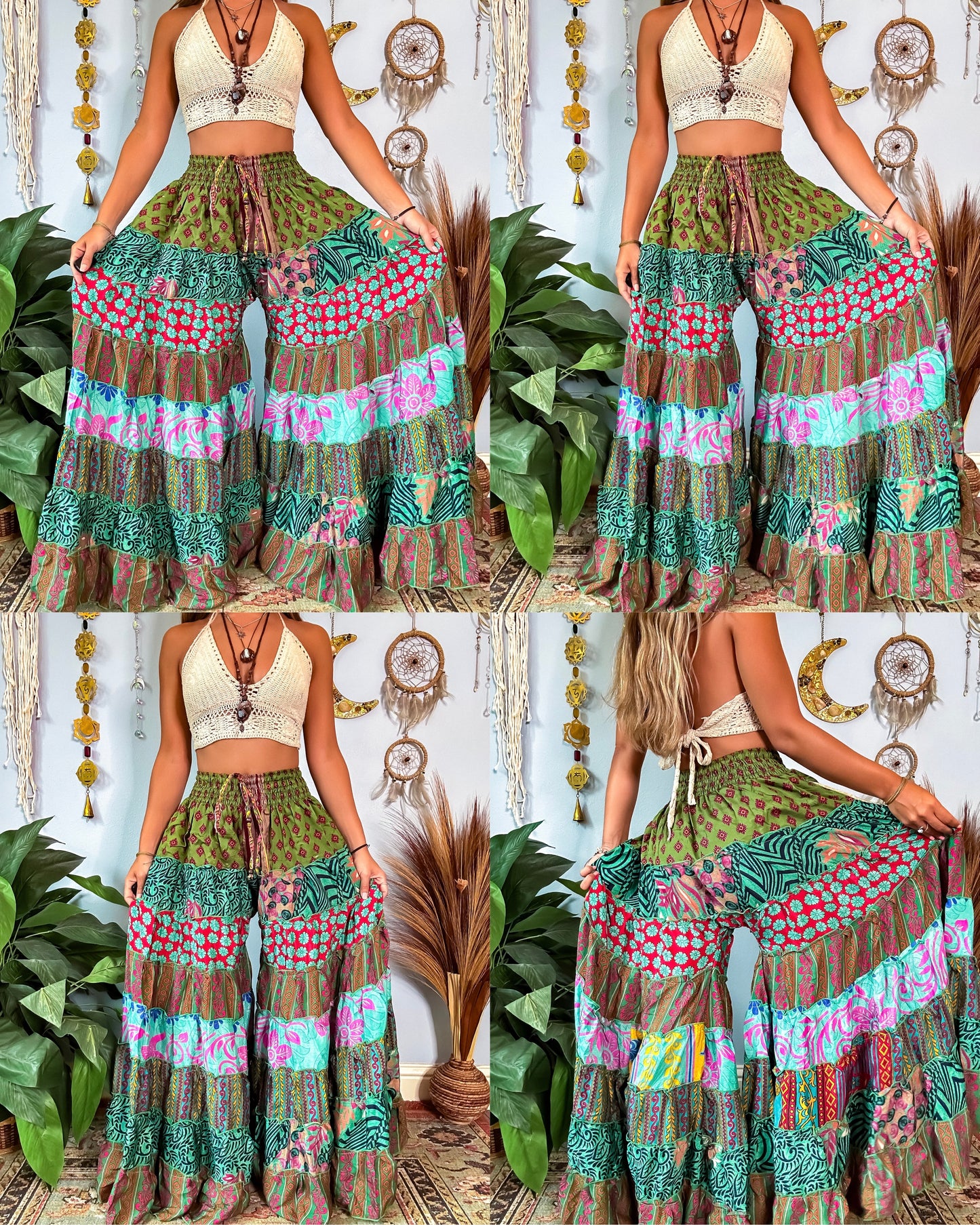 PATCHWORK TIERED PANTS