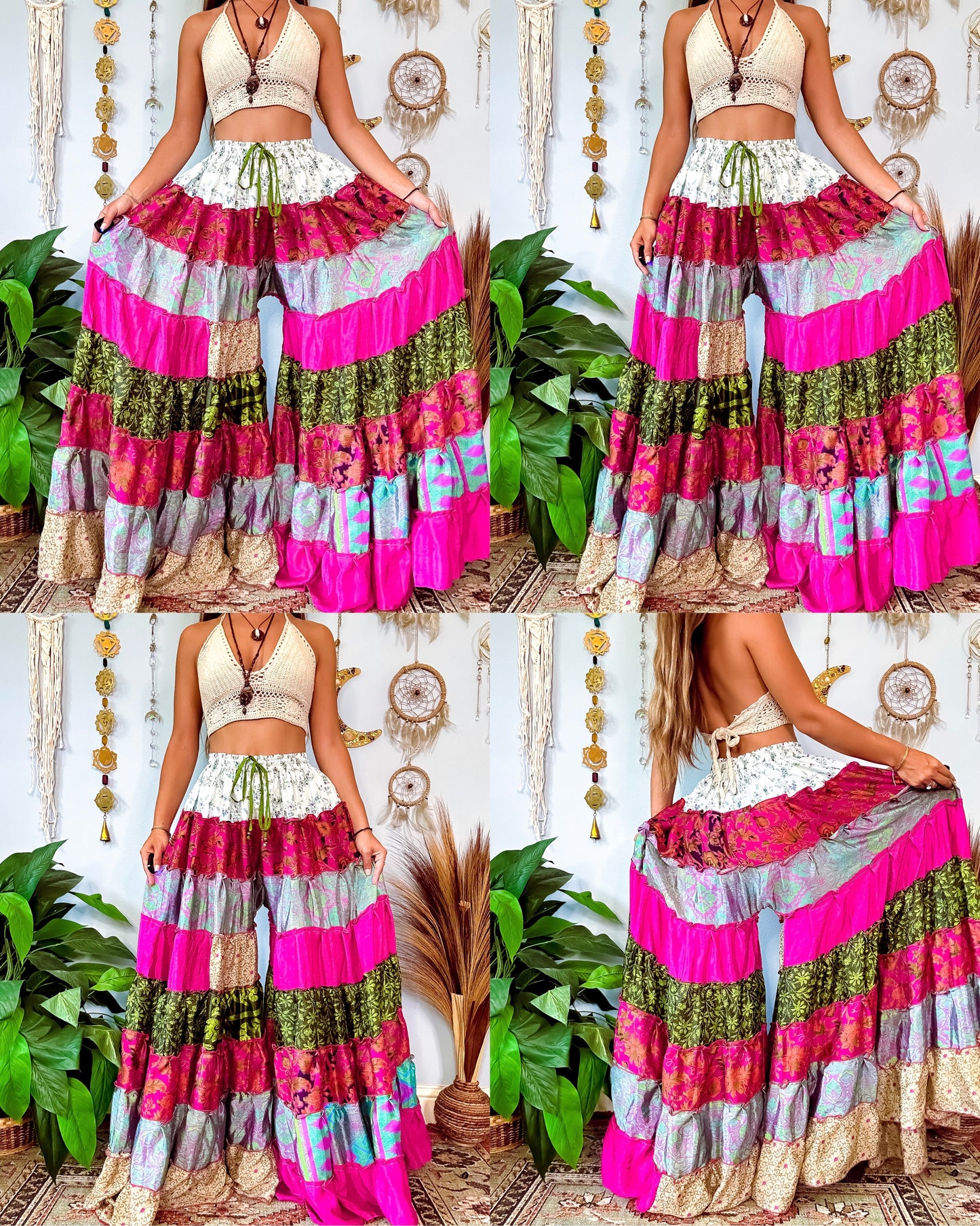 PATCHWORK TIERED PANTS (TALL)