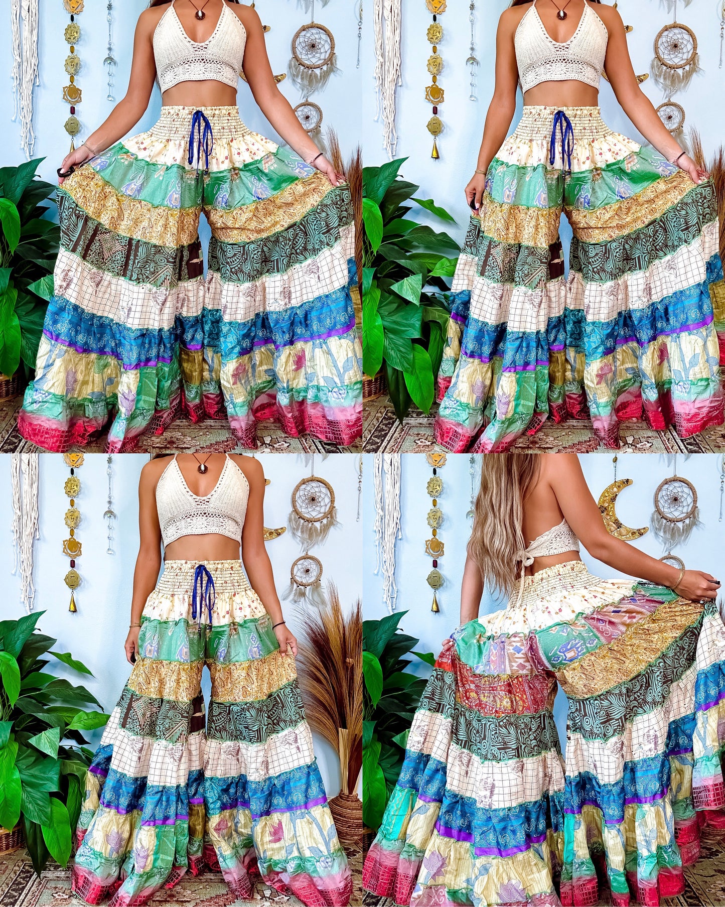 PATCHWORK TIERED PANTS