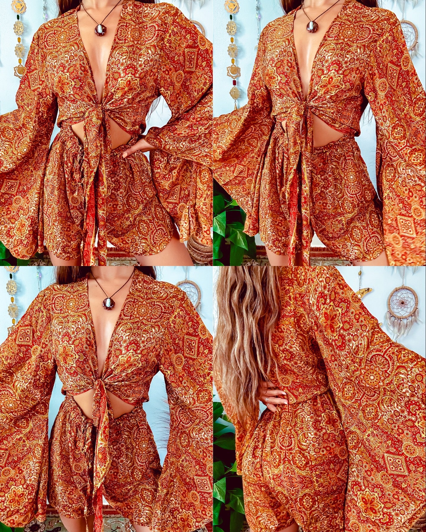 SILK BELL SLEEVE ROMPER