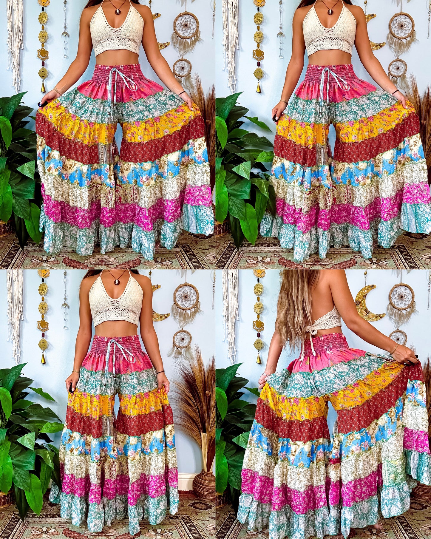 PATCHWORK TIERED PANTS
