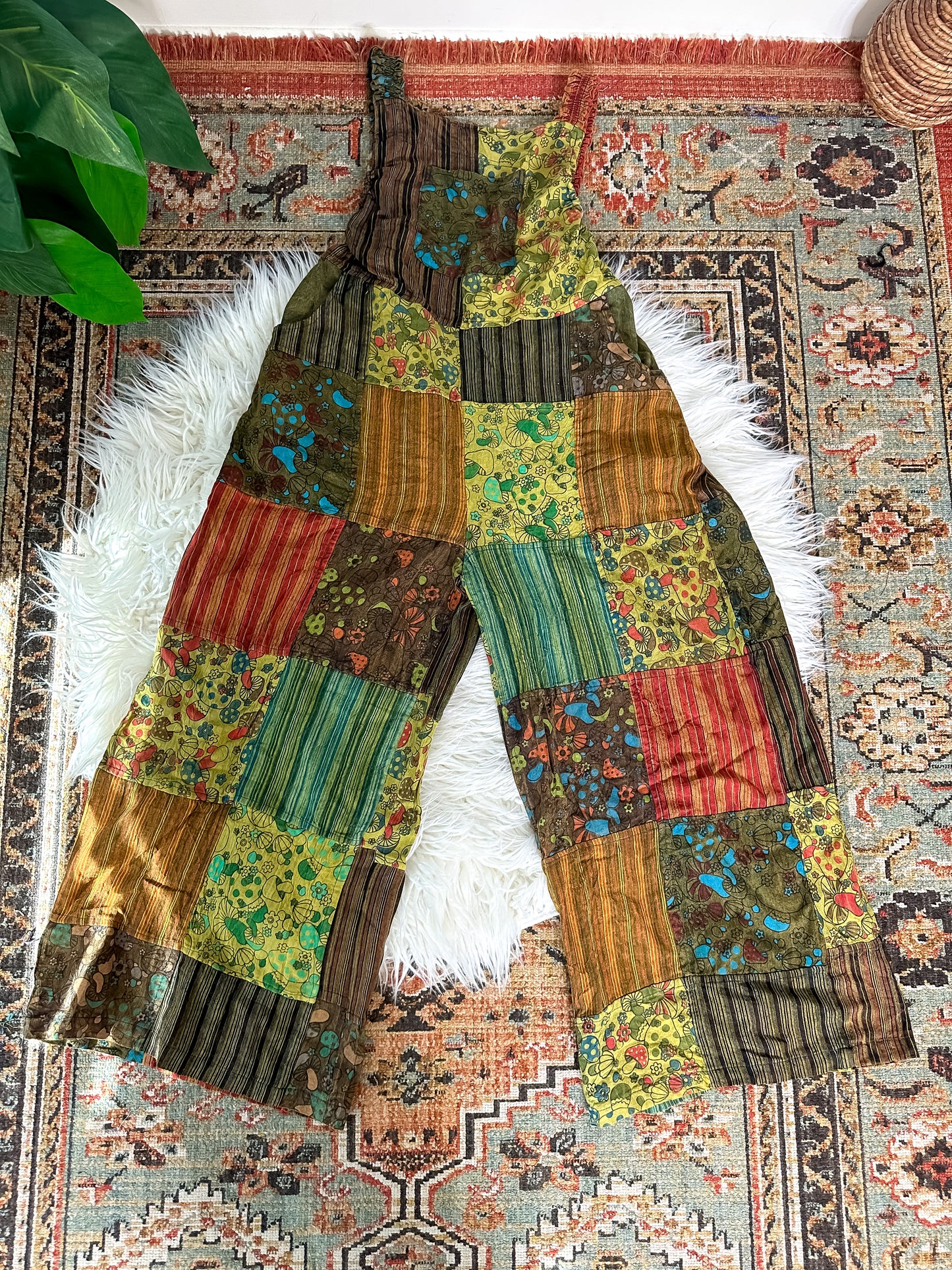 MUSHROOM PATCH WIDE LEG OVERALLS