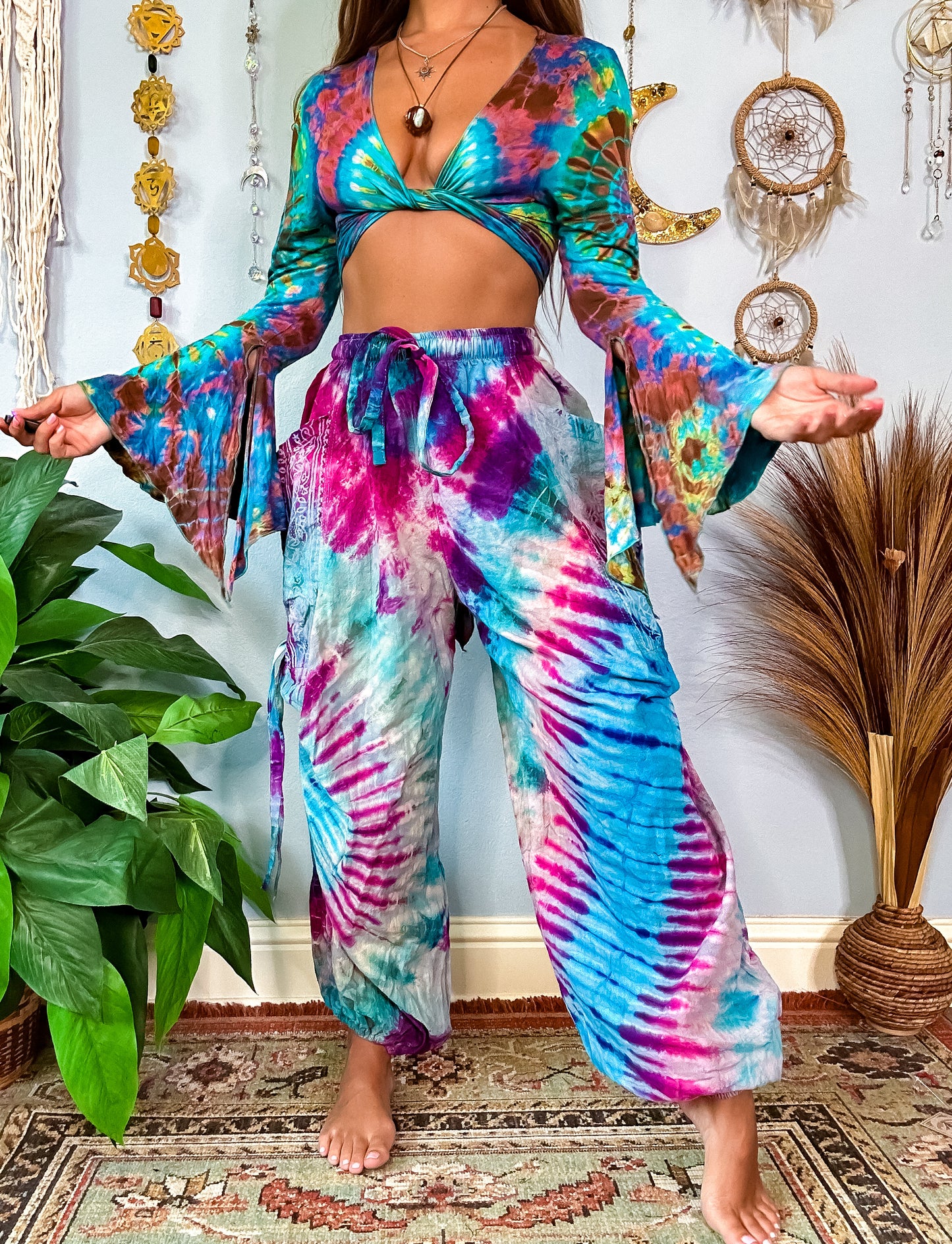 NALANI HAREM TROUSERS - PINK & BLUE