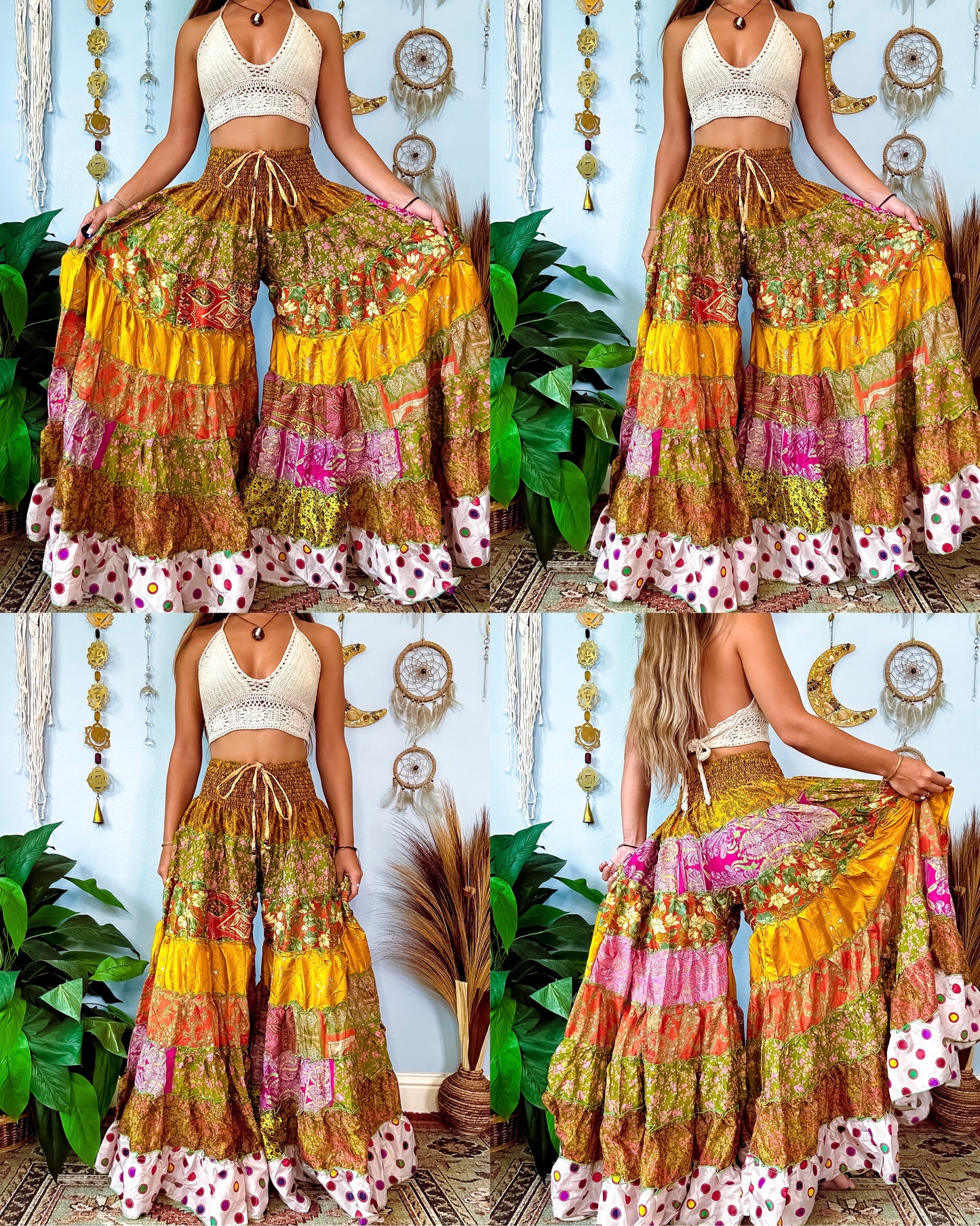 PATCHWORK TIERED PANTS