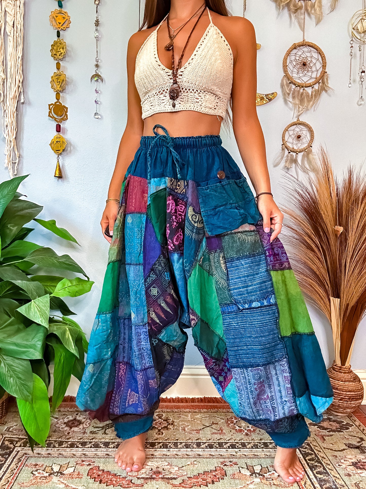WOODLAND DROP CROTCH HAREM TROUSERS - COOL