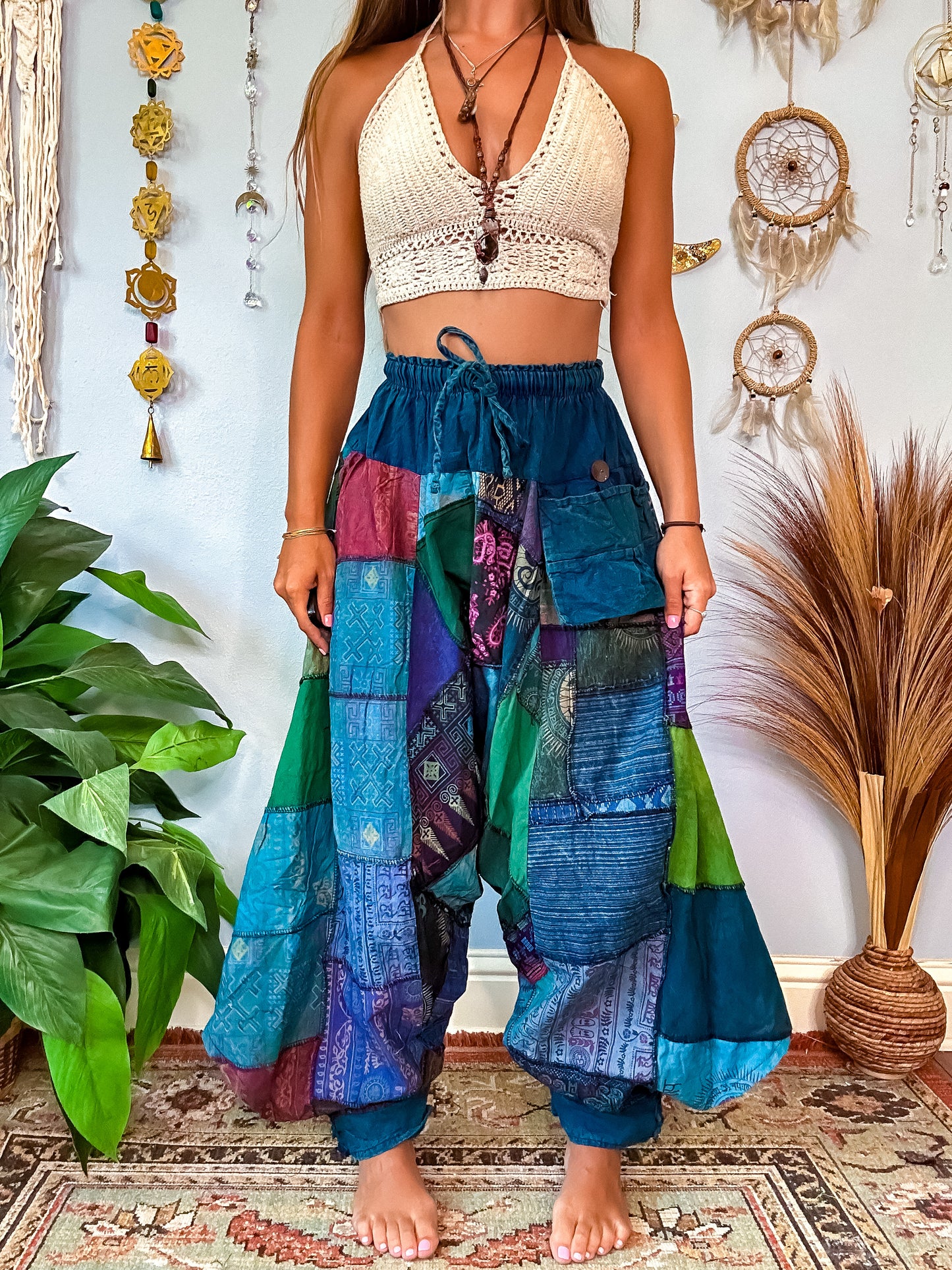 WOODLAND DROP CROTCH HAREM TROUSERS - COOL