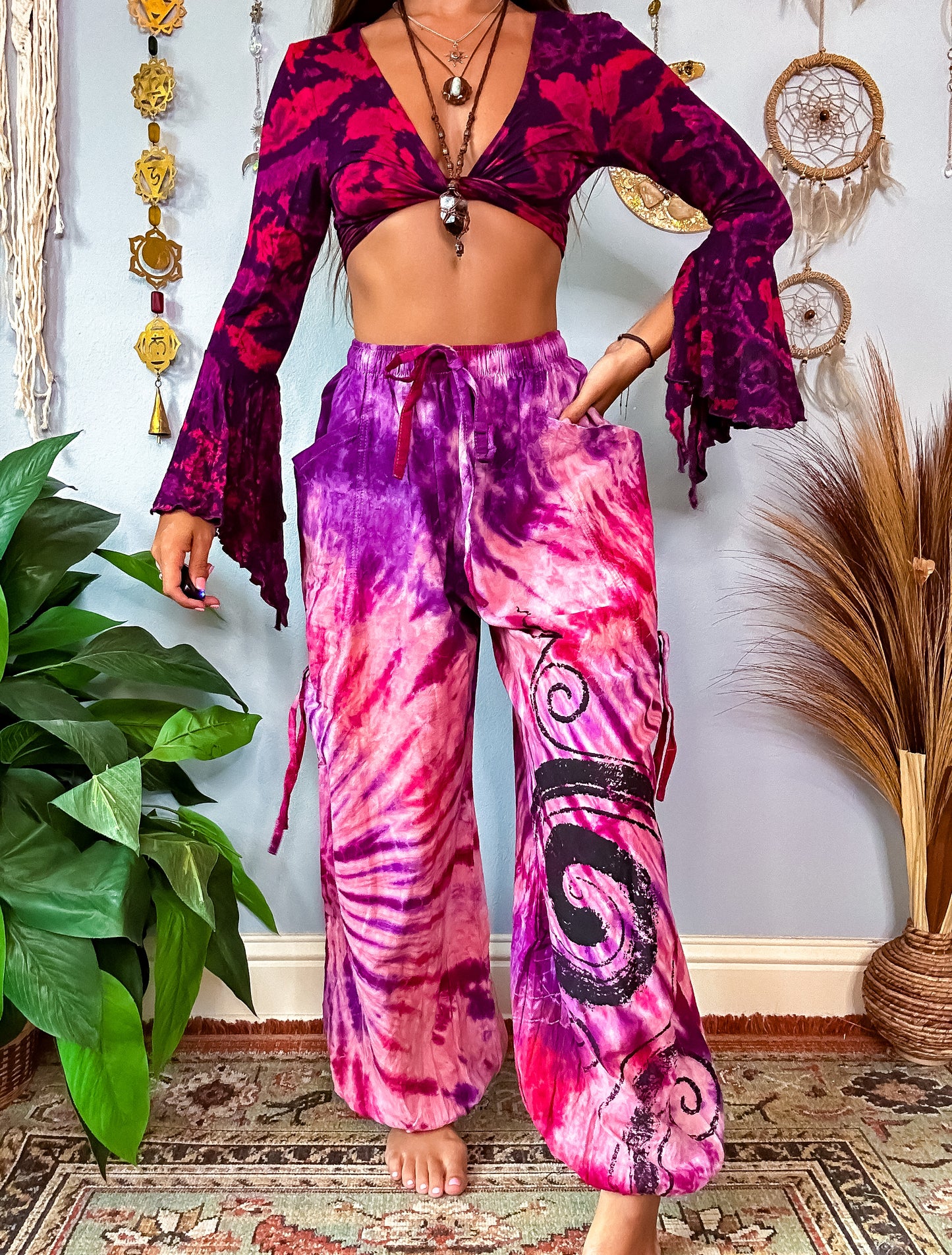 LEILANI HAREM TROUSERS - PINK & PURPLE
