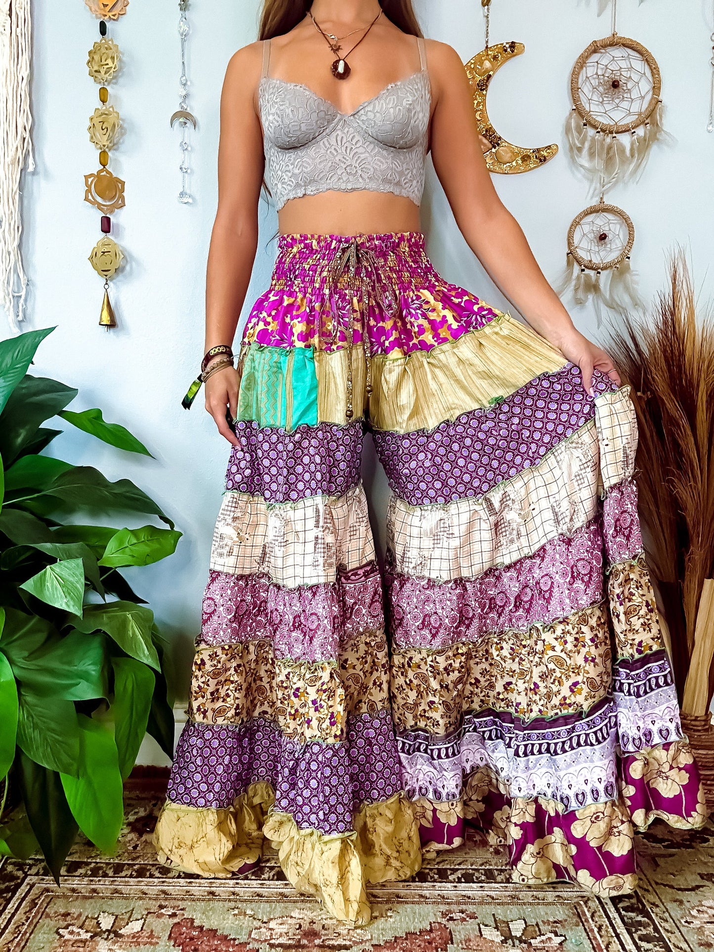 PATCHWORK TIERED PANTS