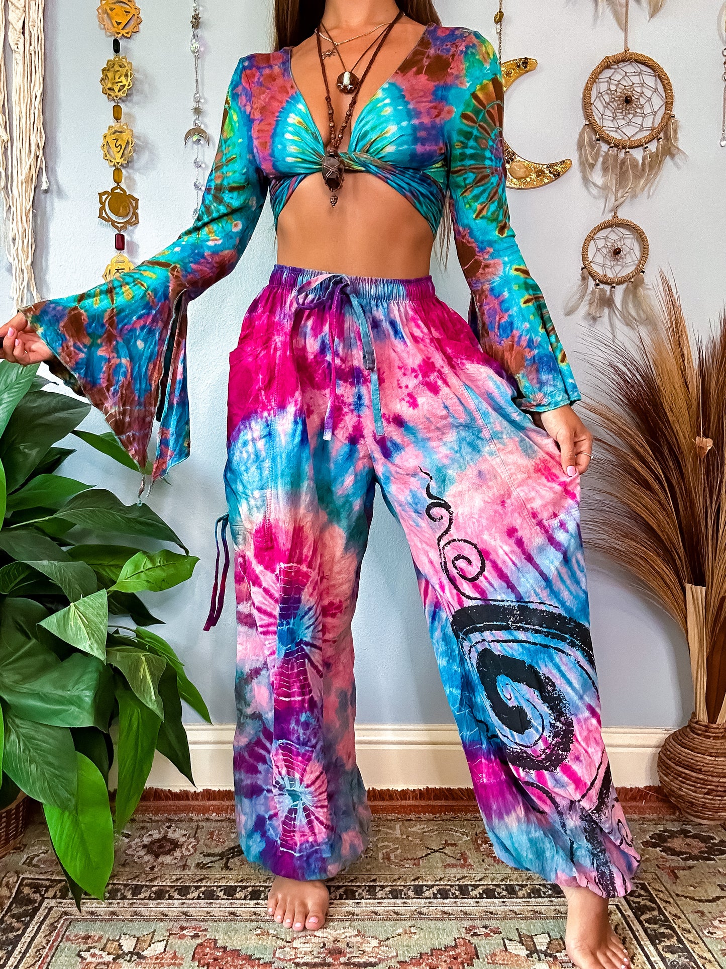 LEILANI HAREM TROUSERS- PINK & BLUE