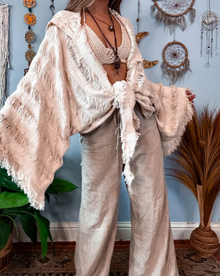 SENNA HOODED SHAWL - SAND
