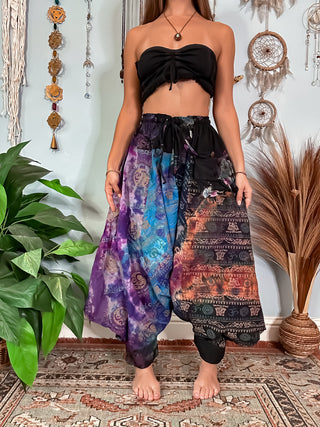 OMARI DROP CROTCH HAREM TROUSERS - STONE