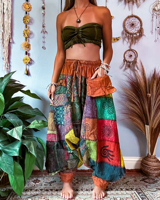 WOODLAND DROP CROTCH HAREM TROUSERS - RUST