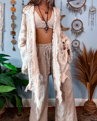 SENNA HOODED SHAWL - SAND