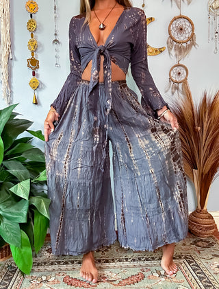 WIDE LEG PANTS SET - STONE