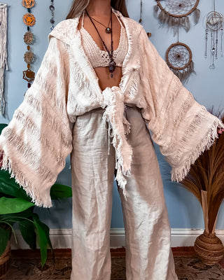 SENNA HOODED SHAWL - SAND