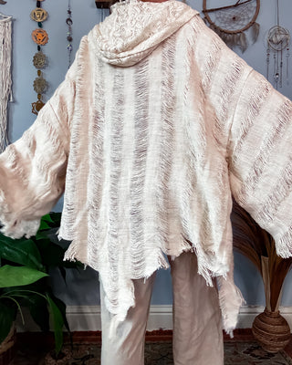 SENNA HOODED SHAWL - SAND
