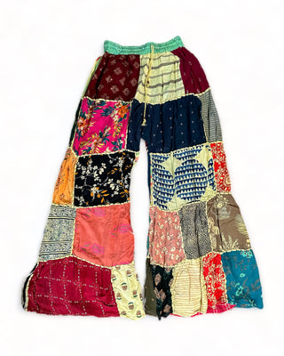 PATCHWORK WIDE LEG TROUSERS