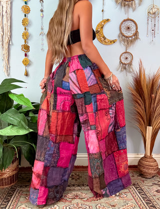 WOODLAND WIDE LEG TROUSERS - BOYSENBERRY