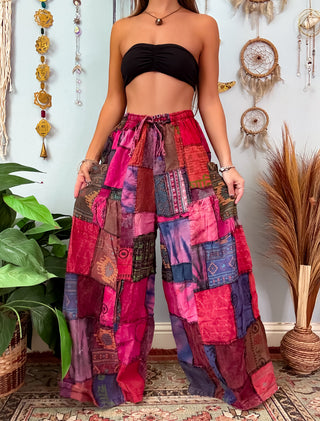 WOODLAND WIDE LEG TROUSERS - BOYSENBERRY