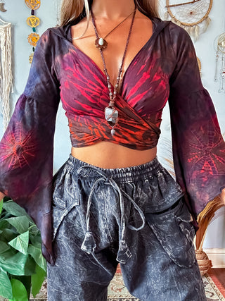 AURORA HOODED PIXIE TOP - BROWN
