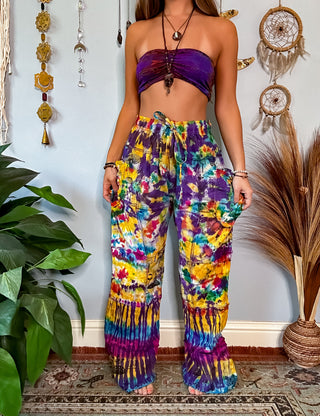 TIE DYE MUSHROOM STRAIGHT LEG TROUSERS