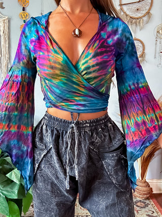 AURORA HOODED PIXIE TOP - TURQUOISE