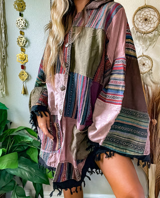 BERKELEY HOODED PONCHO - EARTH