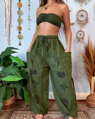LOUKA HAREM TROUSERS - OLIVE