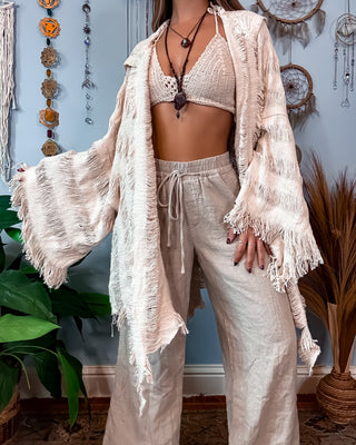 SENNA HOODED SHAWL - SAND