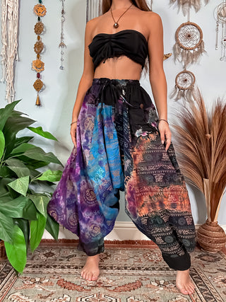 OMARI DROP CROTCH HAREM TROUSERS - STONE