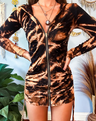 AURORA HOODED CINCH DRESS - BENGAL