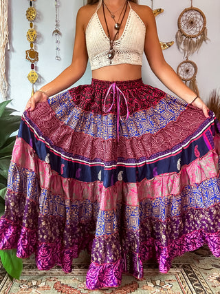 PATCHWORK TIERED SKIRT