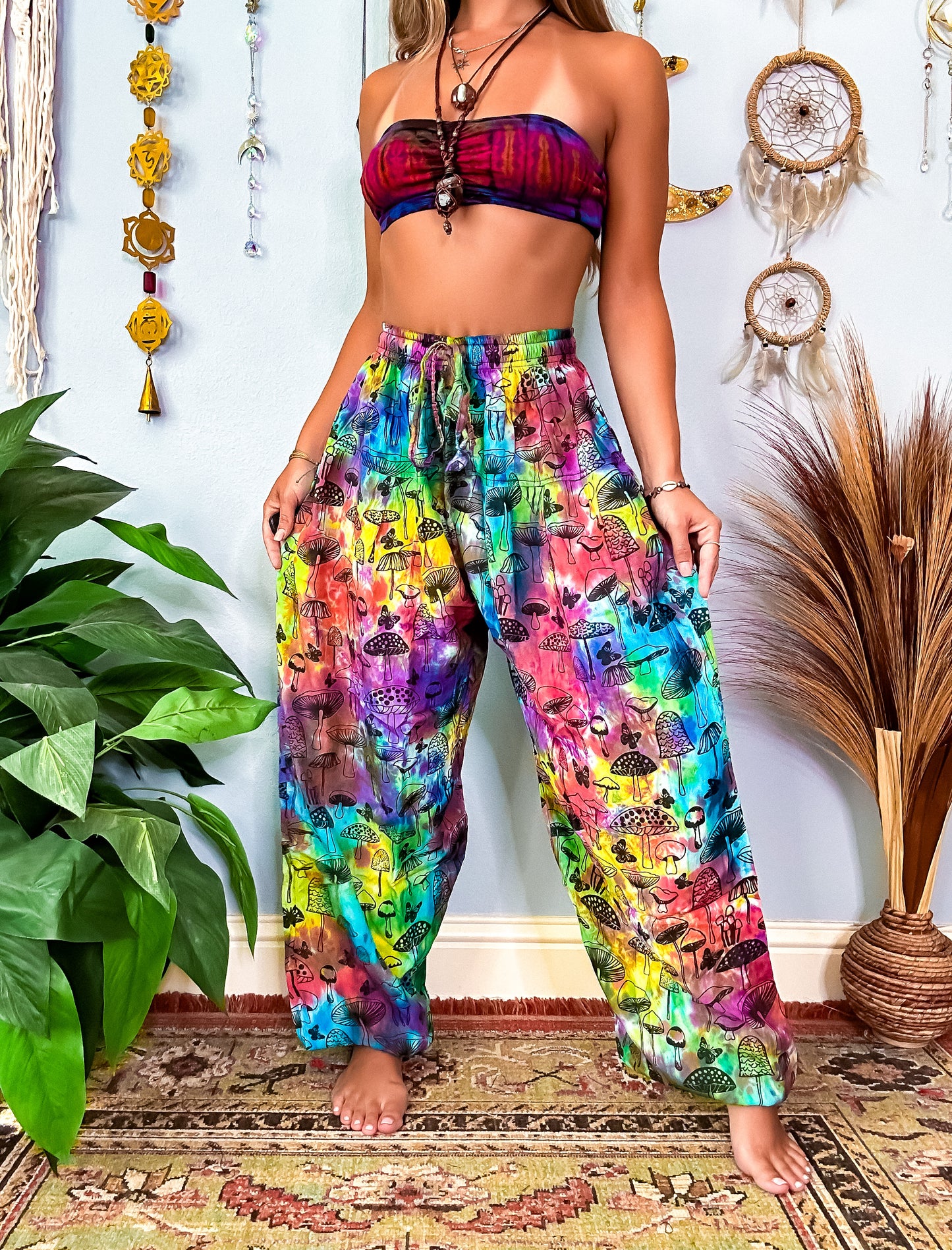 RAINBOW BUTTERFLY TRIPS HAREM TOUSERS