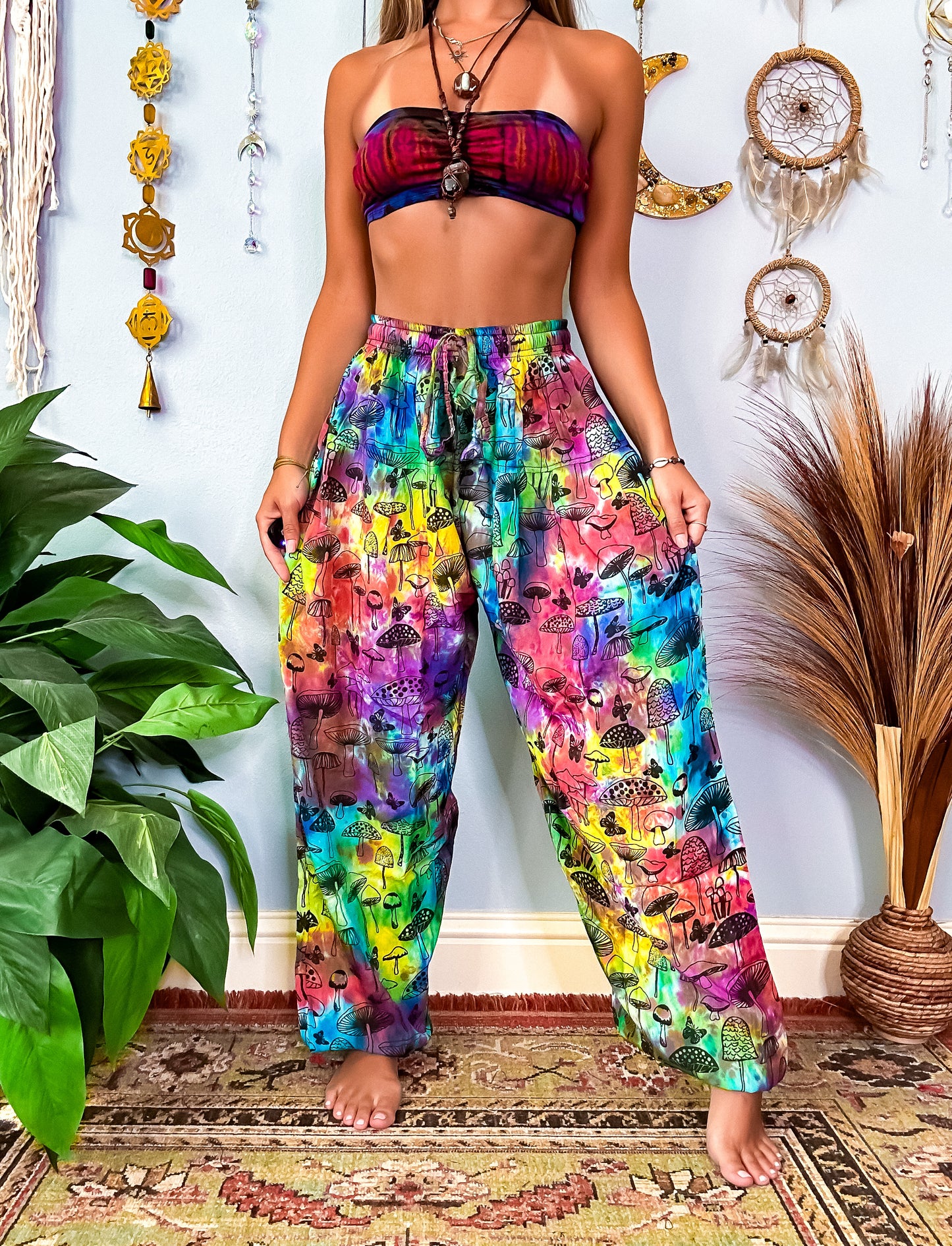 RAINBOW BUTTERFLY TRIPS HAREM TOUSERS