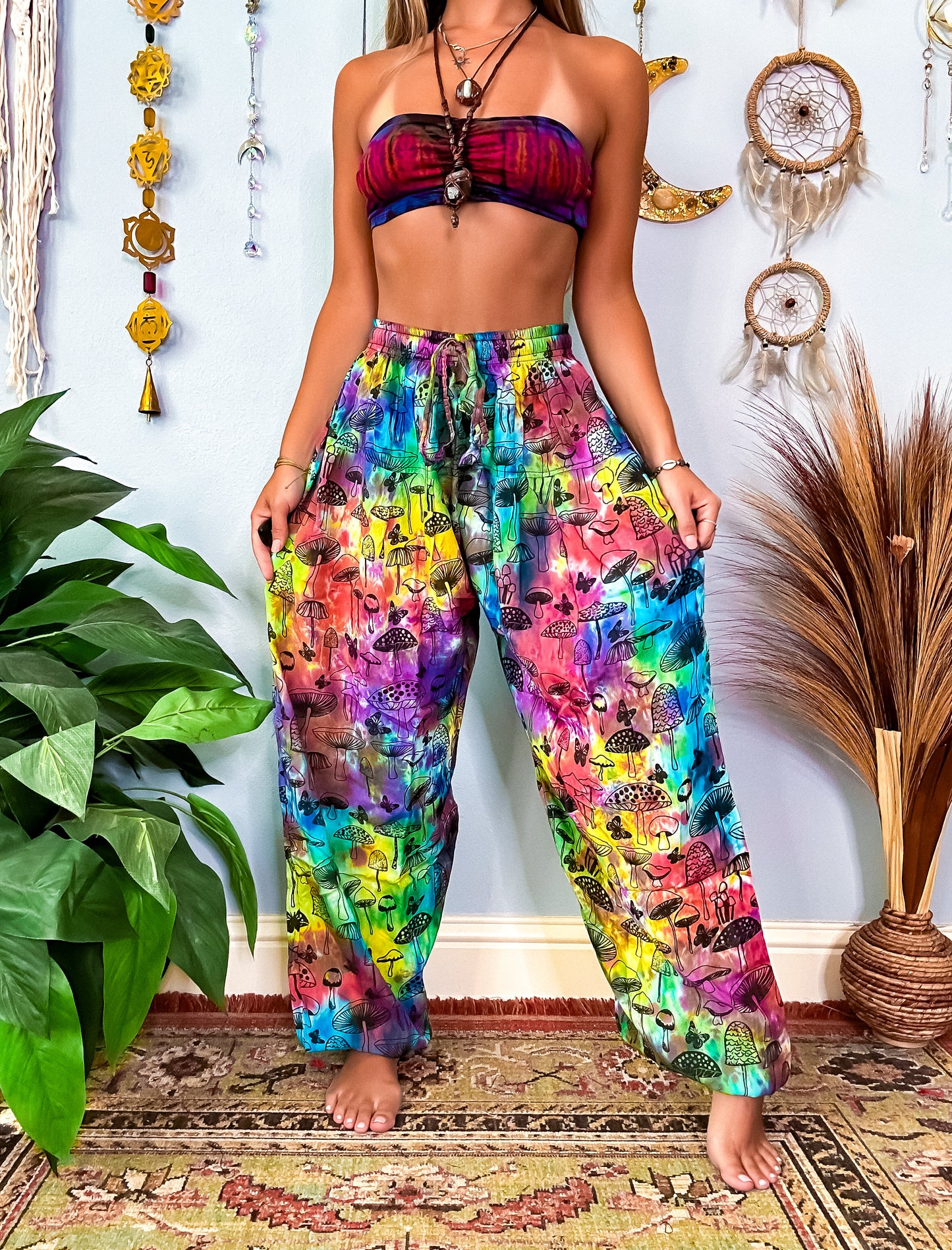 RAINBOW BUTTERFLY TRIPS HAREM TOUSERS