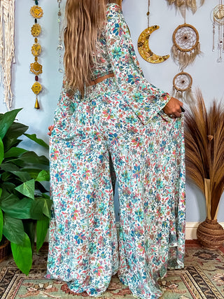 MARLOW TOP & PANTS SET - MINT / WHITE