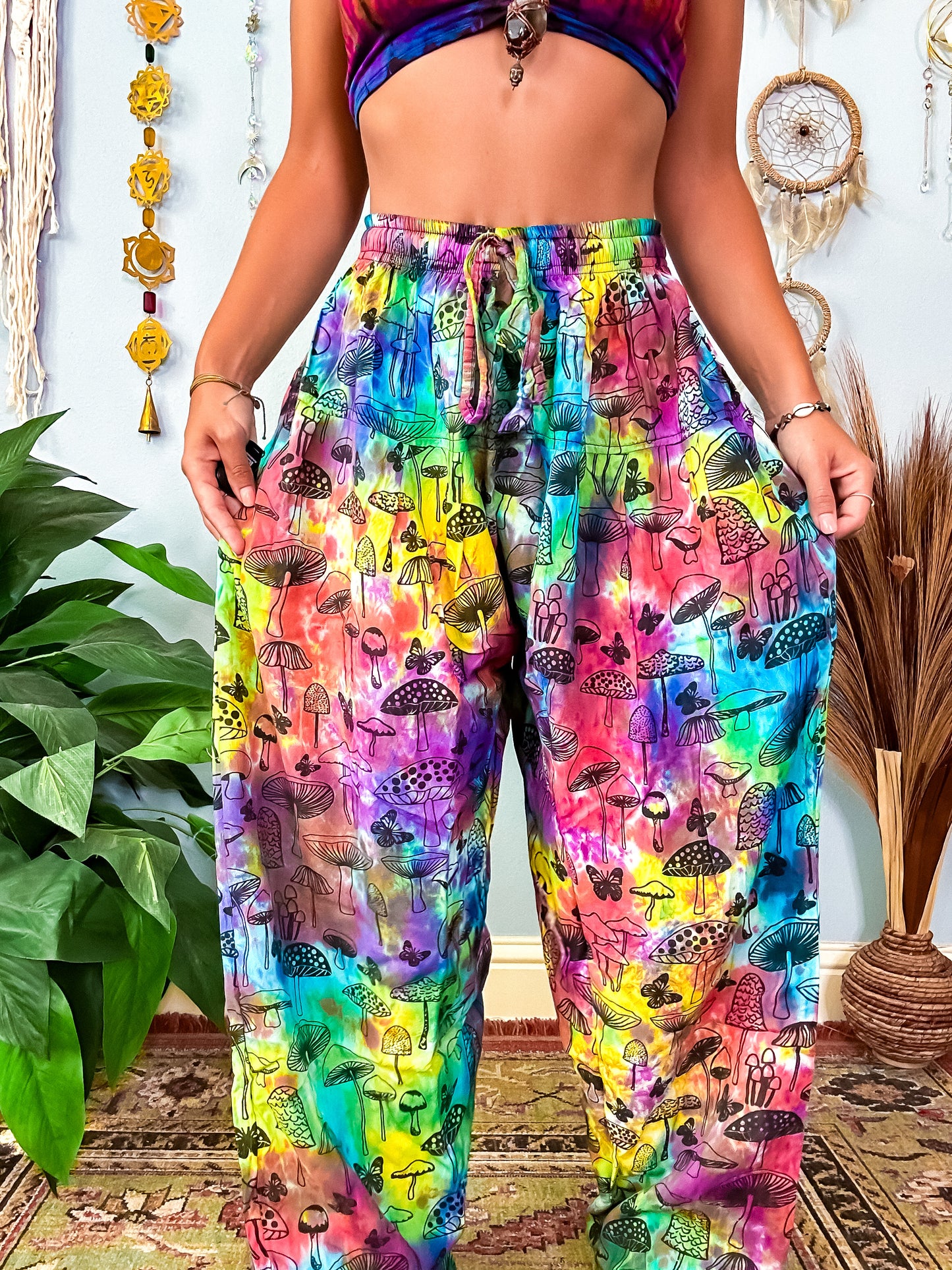 RAINBOW BUTTERFLY TRIPS HAREM TOUSERS