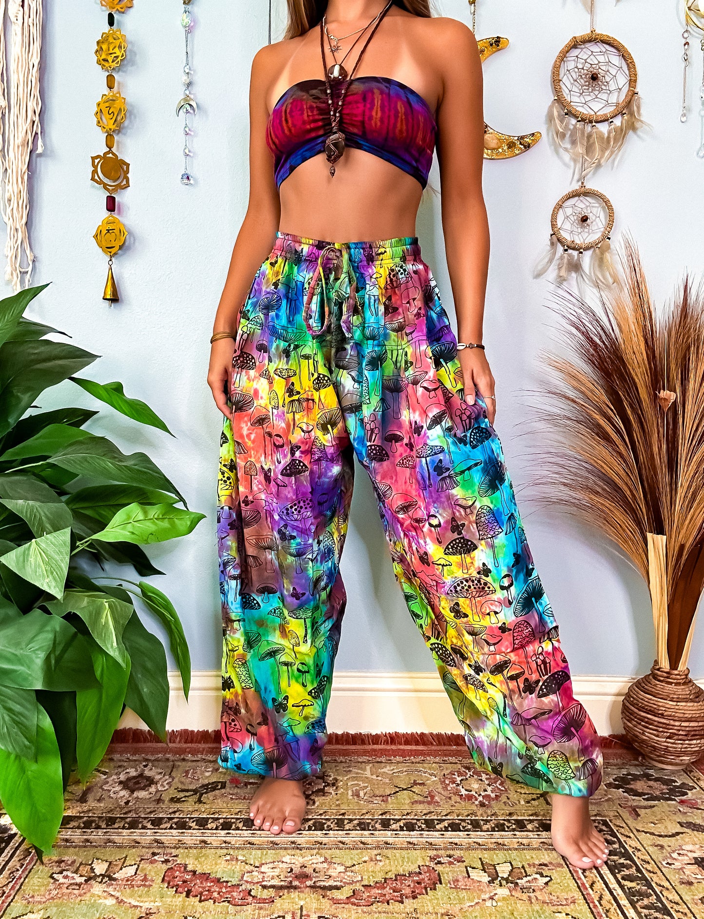RAINBOW BUTTERFLY TRIPS HAREM TOUSERS