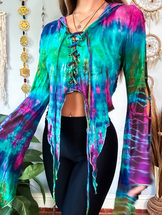 TRIXIE HOODED TOP - TURQUOISE