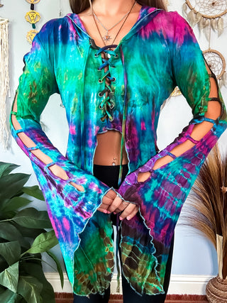 TRIXIE HOODED TOP - TURQUOISE