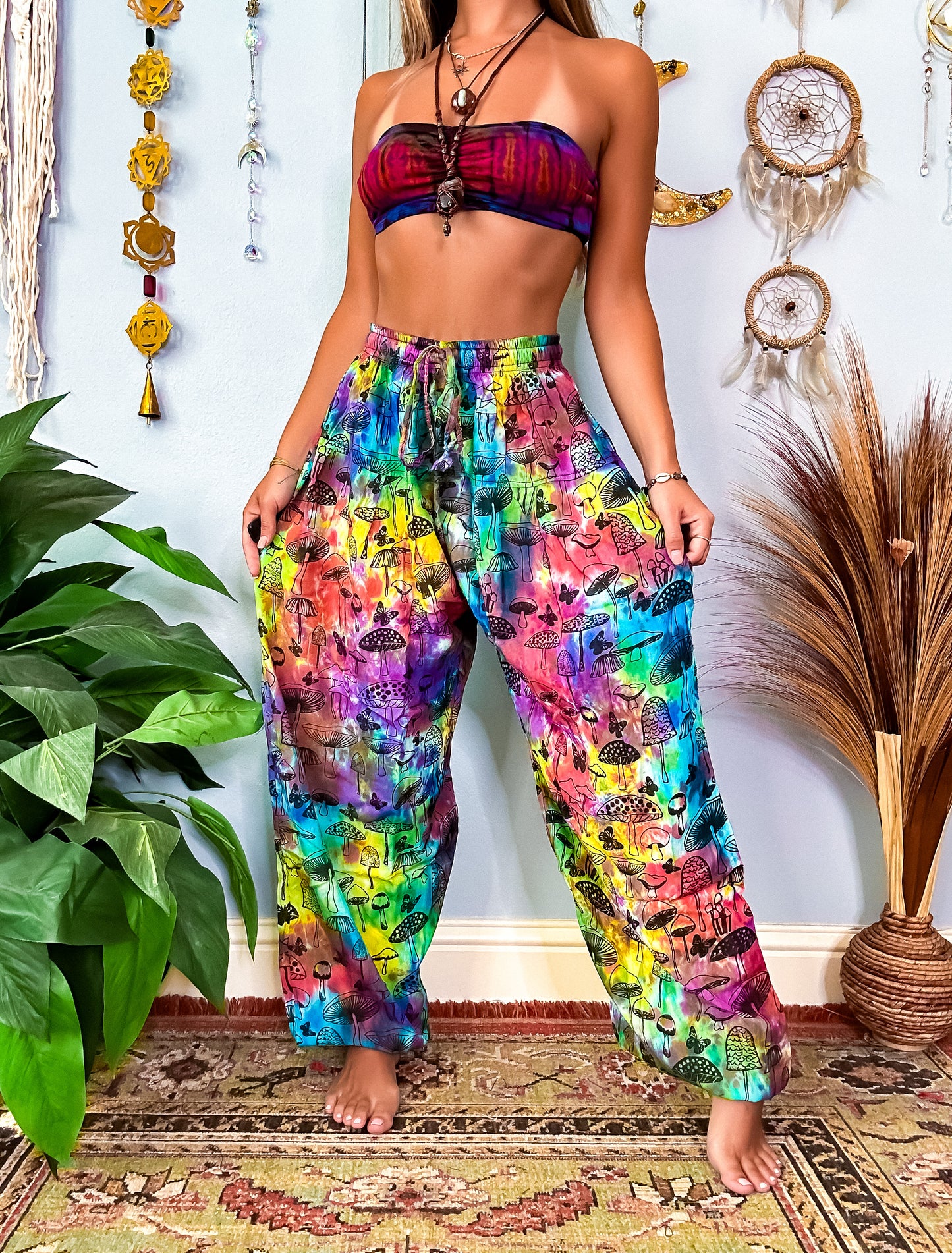 RAINBOW BUTTERFLY TRIPS HAREM TOUSERS