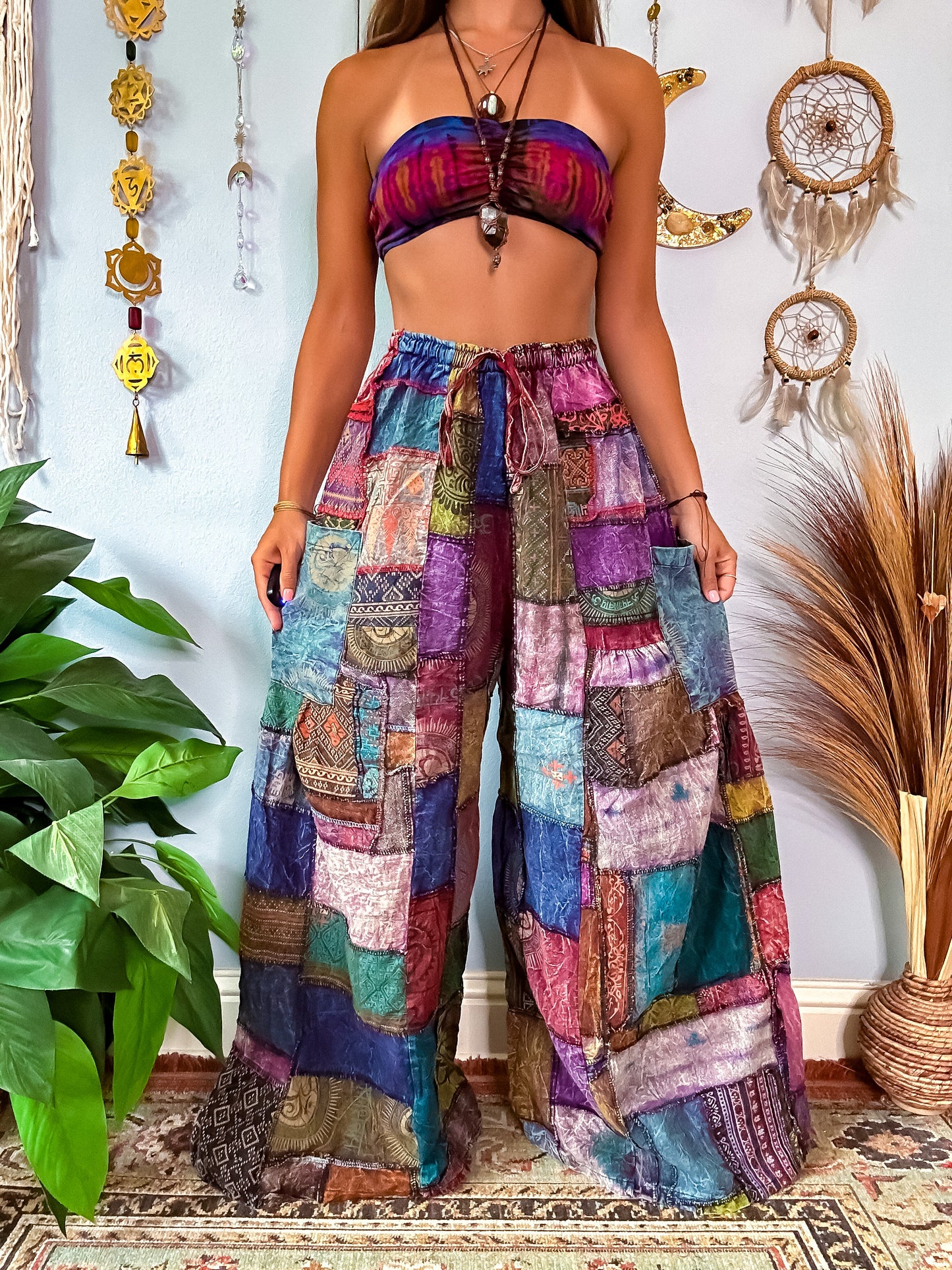 WOODLAND WIDE LEG TROUSERS - BERRY