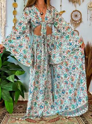 MARLOW TOP & PANTS SET - MINT / WHITE