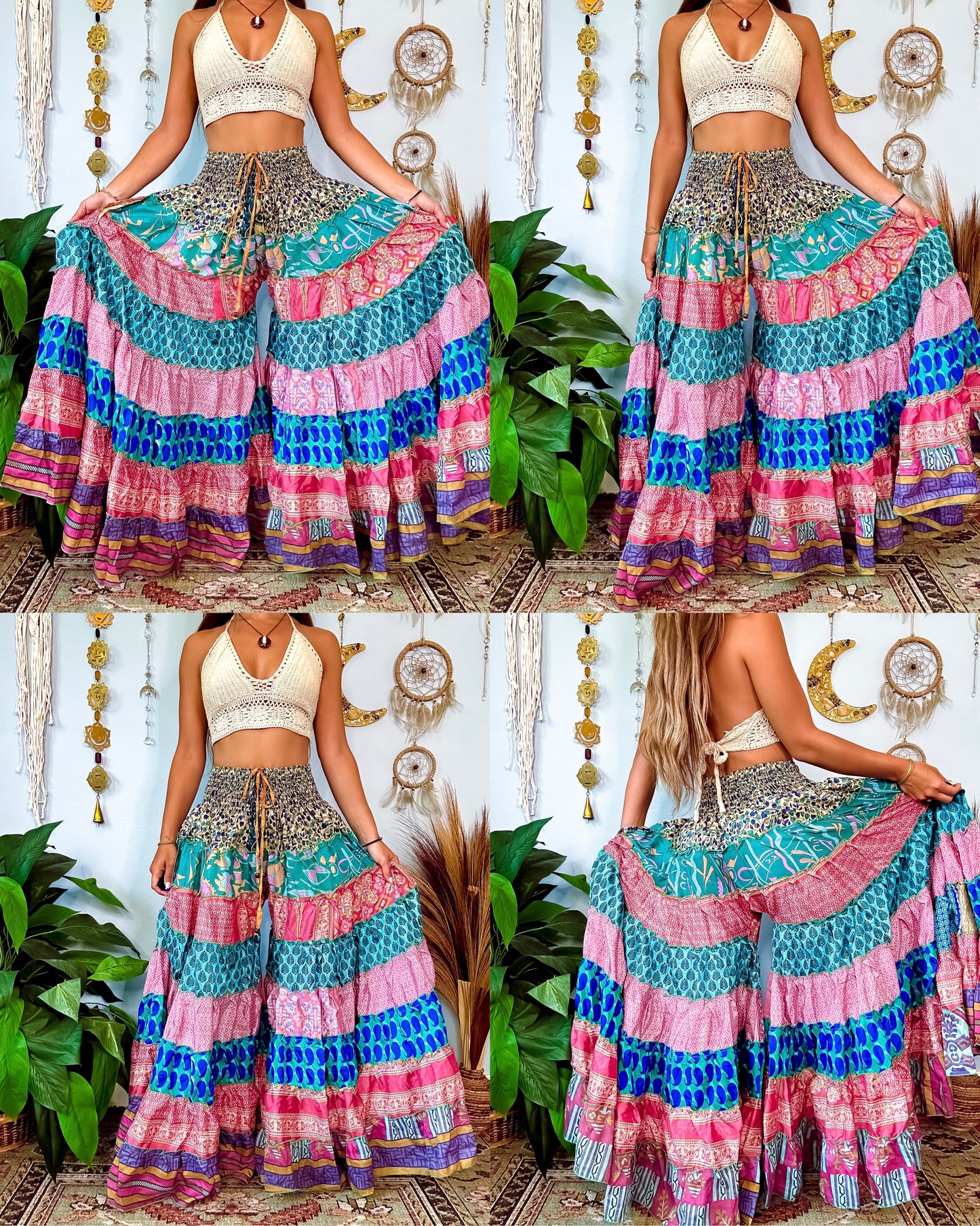 PATCHWORK TIERED PANTS