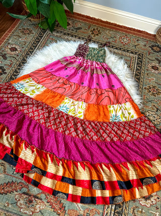PATCHWORK TIERED DRESS